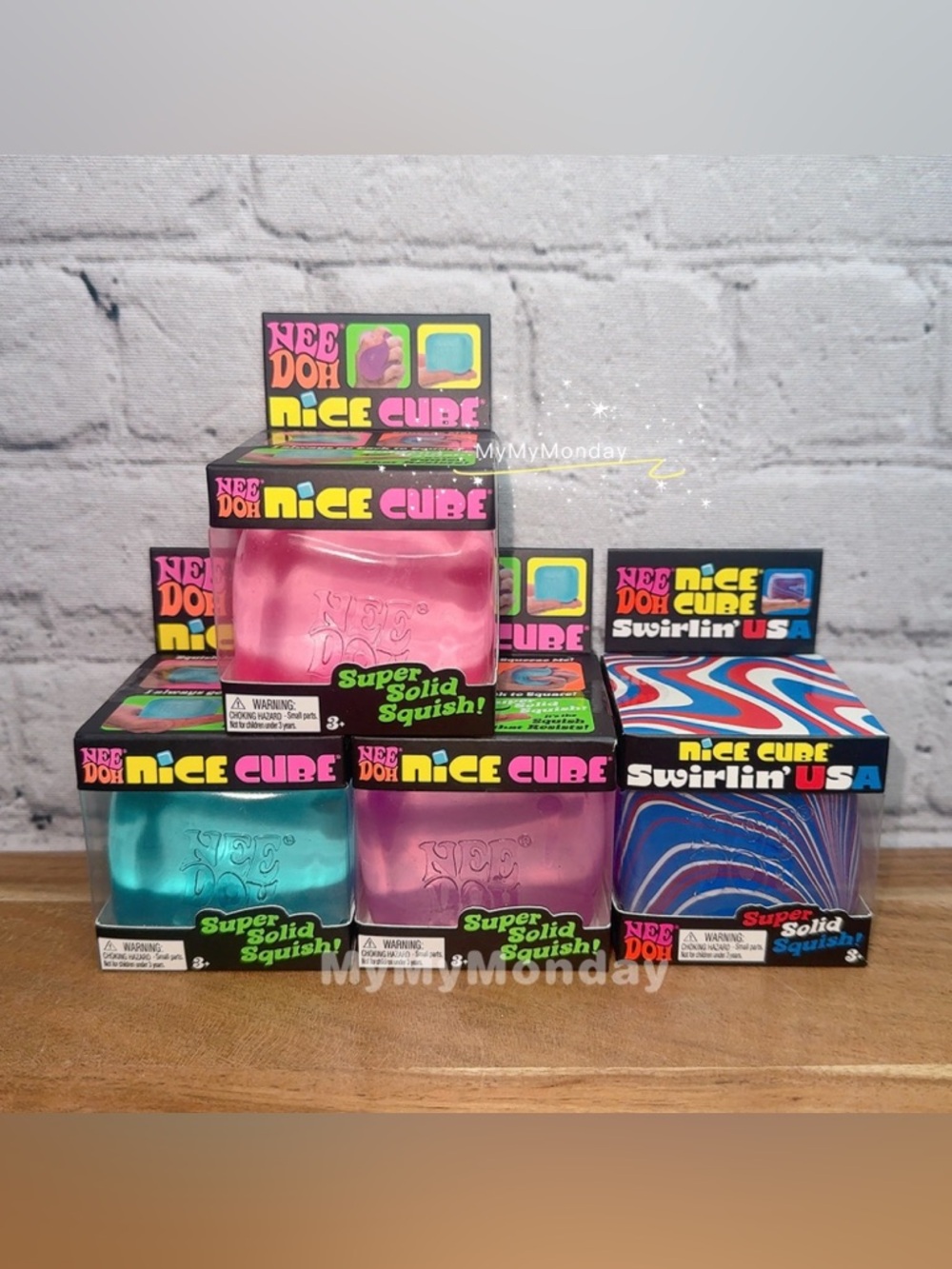 NeeDoh Nice Cube Swirl USA Squishy Fourth of July Bundle